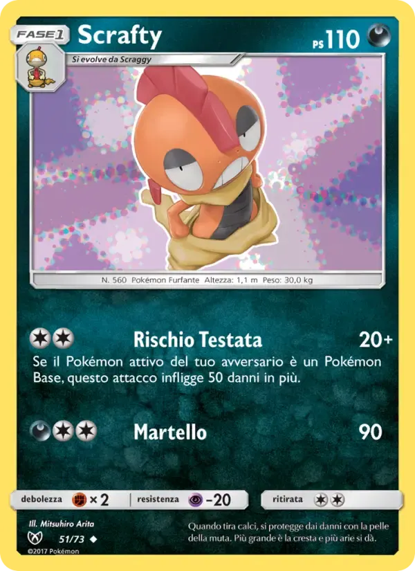 Scrafty — Leggende Iridescenti 51 Italian Pokémon card