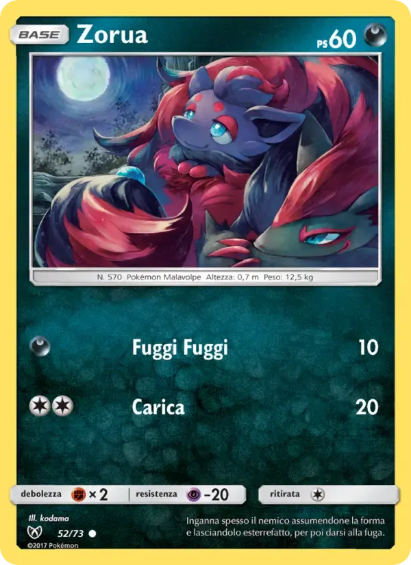 Zorua — Leggende Iridescenti 52 Italian Pokémon card