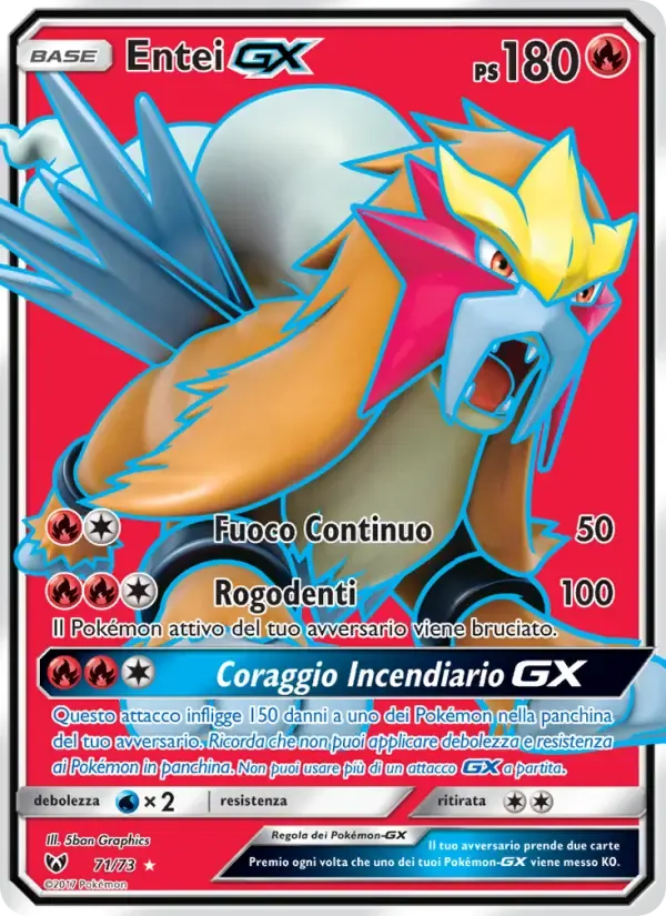 Entei GX — Leggende Iridescenti 71 Italian Pokémon card