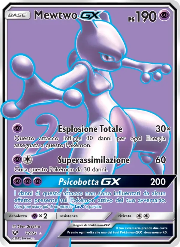 Mewtwo GX — Leggende Iridescenti 72 Italian Pokémon card