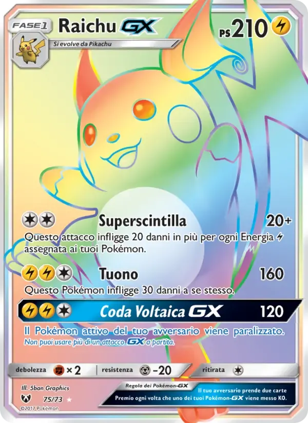 Raichu GX — Leggende Iridescenti 75 Italian Pokémon card