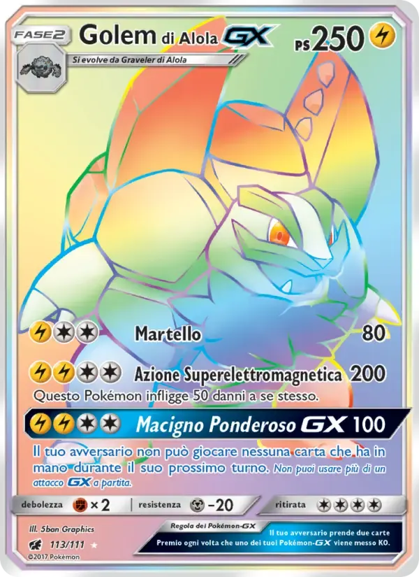 Golem di Alola GX — Invasione Scarlatta 113 Italian Pokémon card