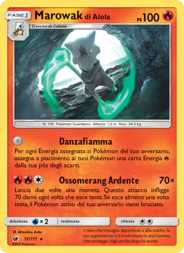 Marowak di Alola — Invasione Scarlatta 12 Italian Pokémon card