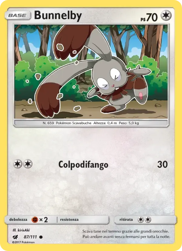 Bunnelby — Invasione Scarlatta 87 Italian Pokémon card