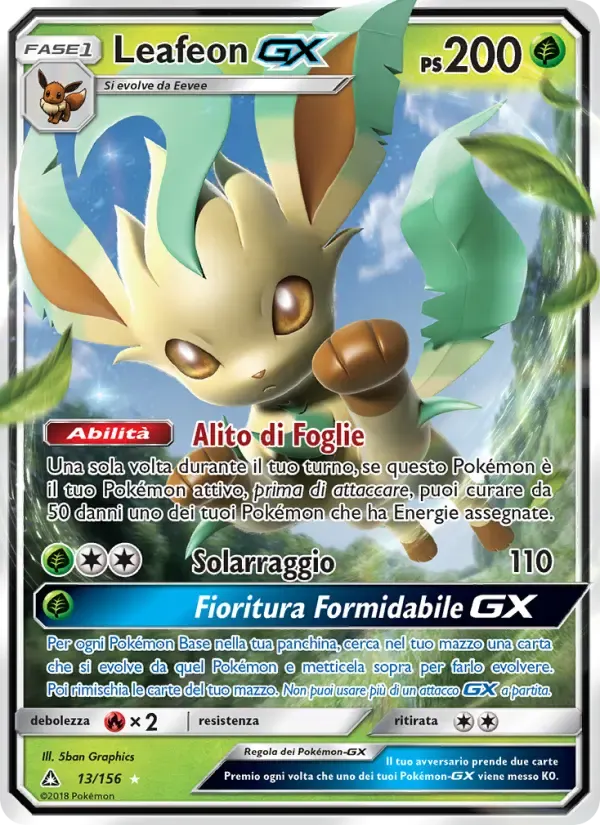Leafeon GX — Ultraprisma 13 Italian Pokémon card