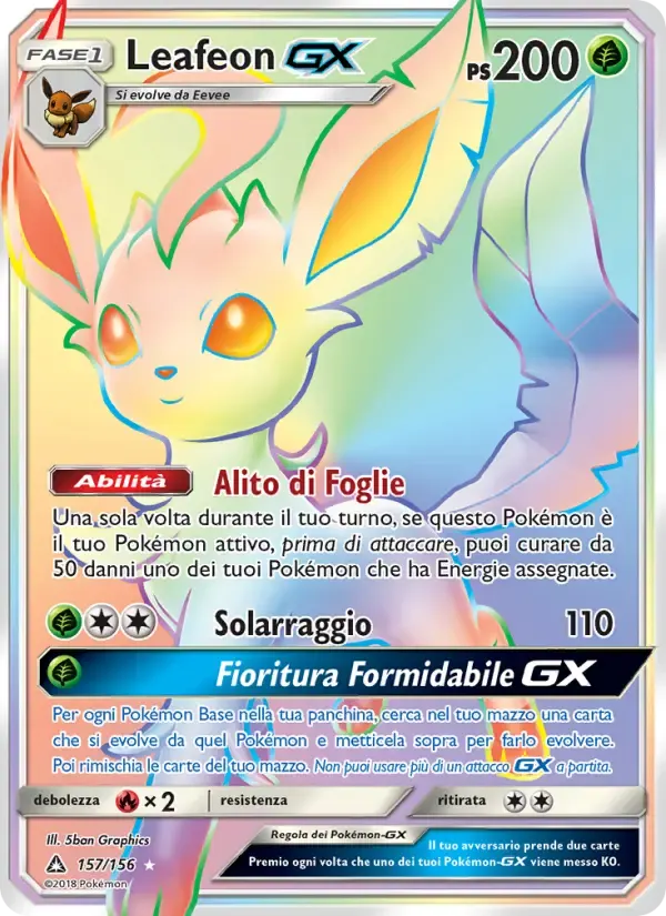 Leafeon GX — Ultraprisma 157 Italian Pokémon card
