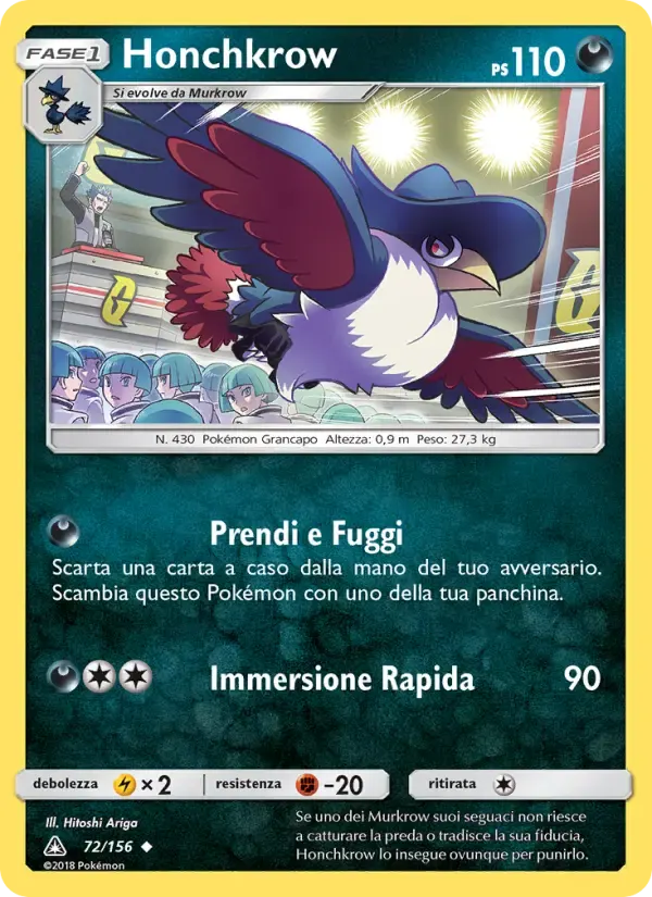 Honchkrow — Ultraprisma 72 Italian Pokémon card