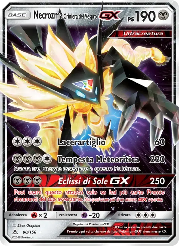 Necrozma Criniera del Vespro GX — Ultraprisma 90 Italian Pokémon card
