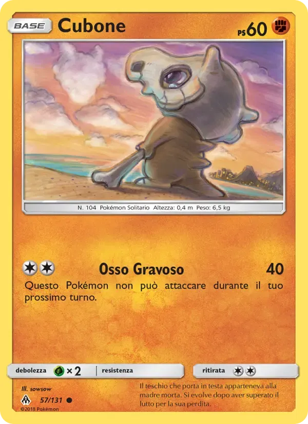 Cubone — Apocalisse Di Luce 57 Italian Pokémon card