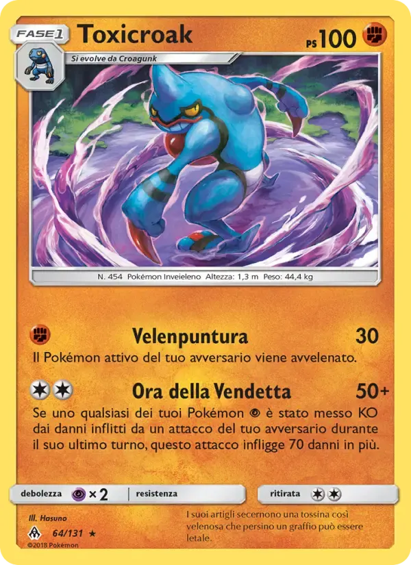 Toxicroak — Apocalisse Di Luce 64 Italian Pokémon card