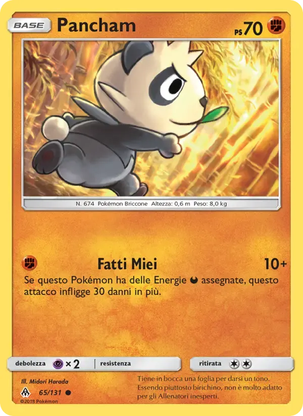Pancham — Apocalisse Di Luce 65 Italian Pokémon card
