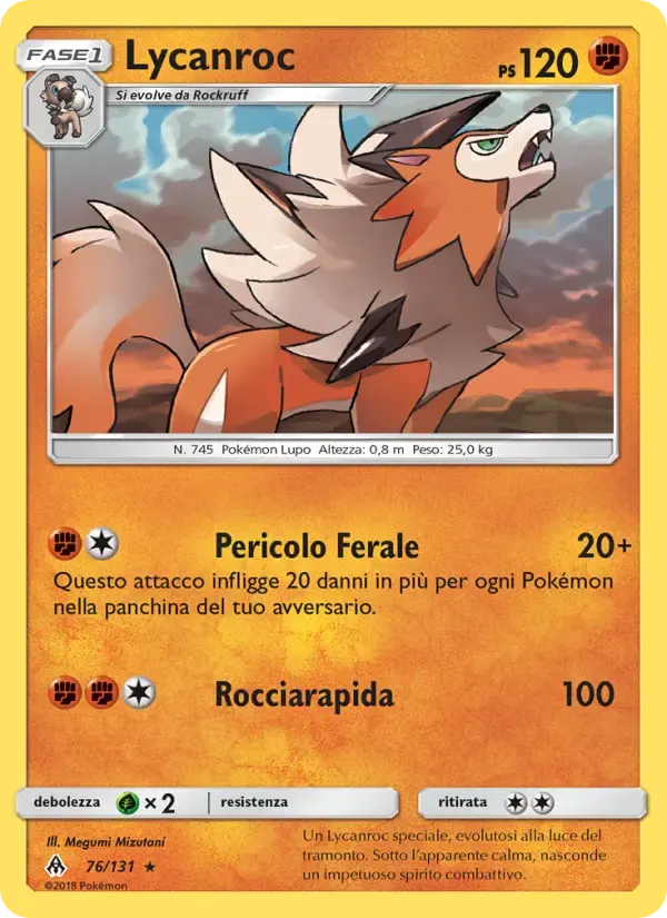 Lycanroc — Apocalisse Di Luce 76 Italian Pokémon card