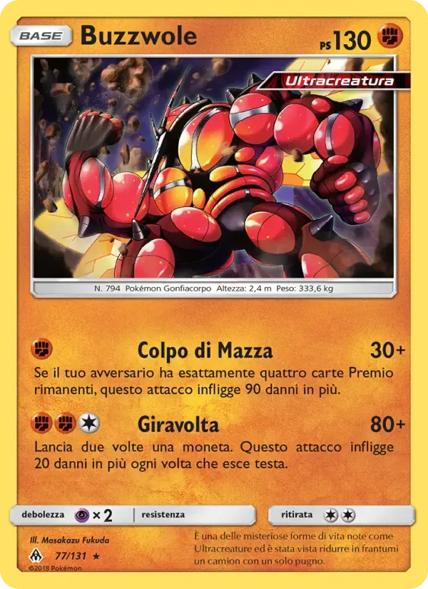 Buzzwole — Apocalisse Di Luce 77 Italian Pokémon card