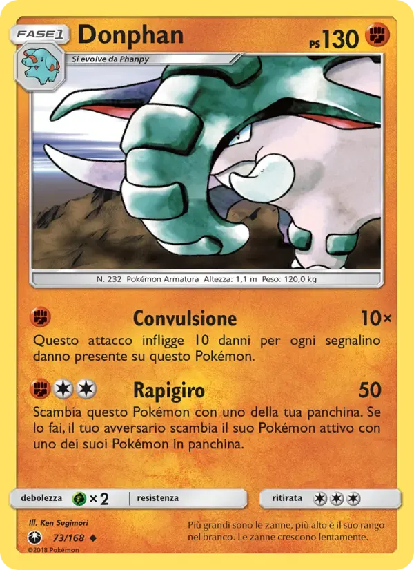 Donphan — Tempesta Astrale 73 Italian Pokémon card