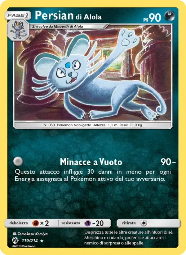Persian di Alola — Tuoni Perduti 119 Italian Pokémon card