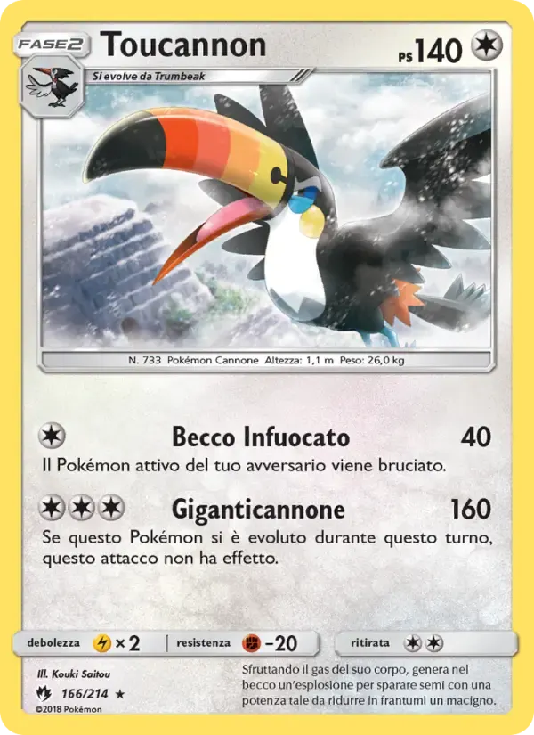 Toucannon — Tuoni Perduti 166 Italian Pokémon card