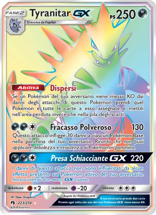 Tyranitar GX — Tuoni Perduti 223 Italian Pokémon card