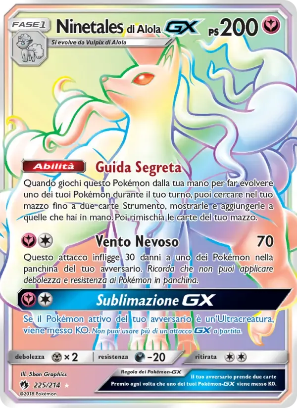 Ninetales di Alola GX — Tuoni Perduti 225 Italian Pokémon card