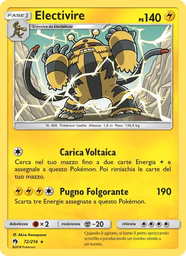 Electivire — Tuoni Perduti 72 Italian Pokémon card