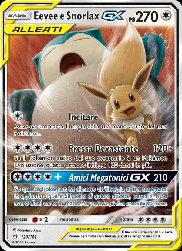 Eevee e Snorlax GX — Gioco di Squadra 120 Italian Pokémon card