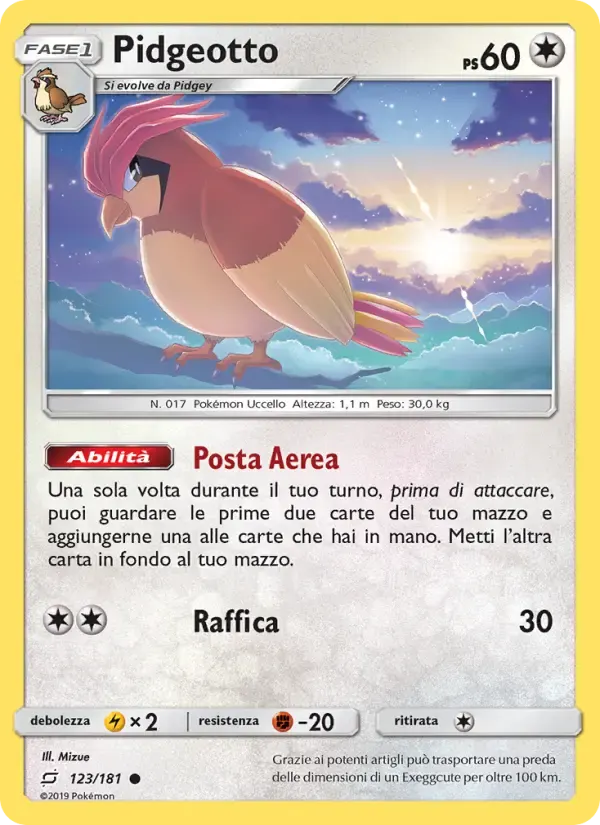 Pidgeotto — Gioco di Squadra 123 Italian Pokémon card