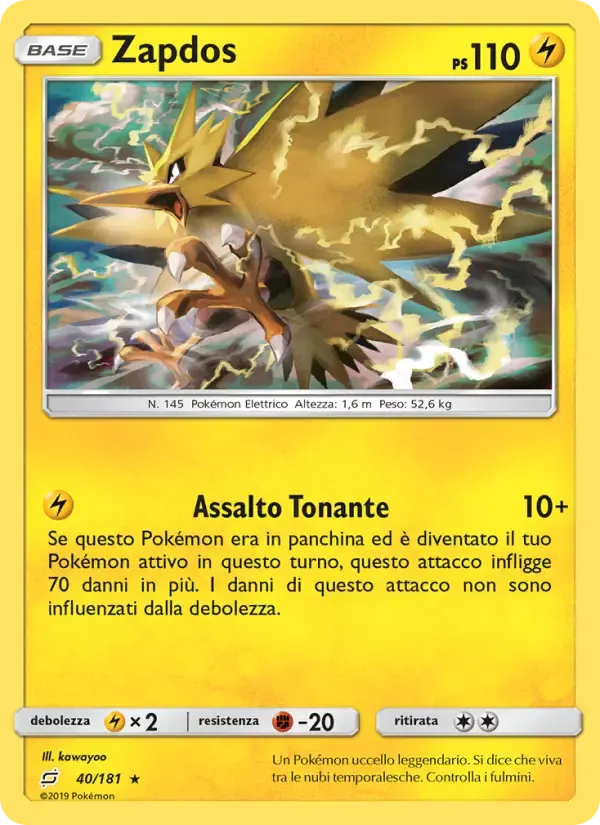 Zapdos — Gioco di Squadra 40 Italian Pokémon card