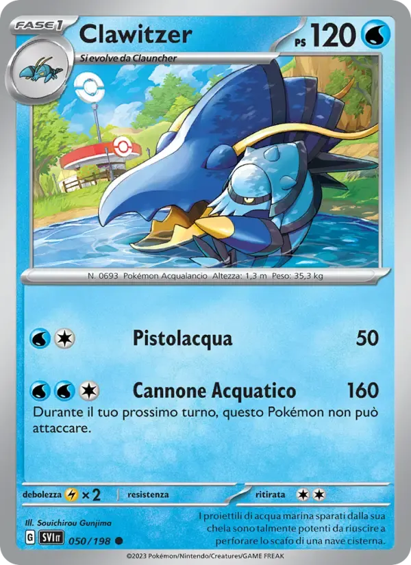 Clawitzer — Scarlatto e Violetto 50 Italian Pokémon card