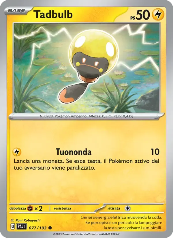 Tadbulb — Evoluzioni a Paldea 77 Italian Pokémon card