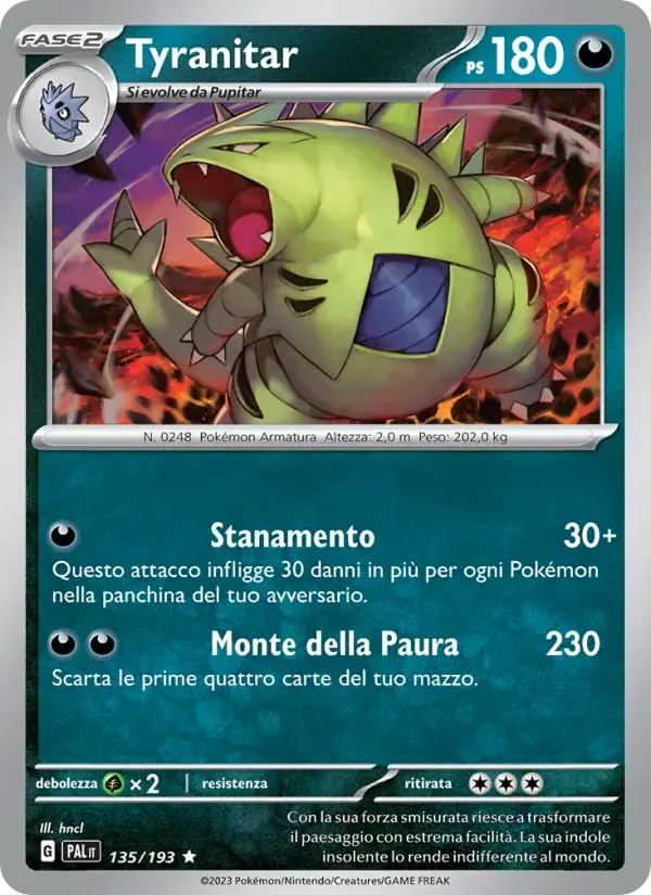 Tyranitar — Evoluzioni a Paldea 135 Italian Pokémon card
