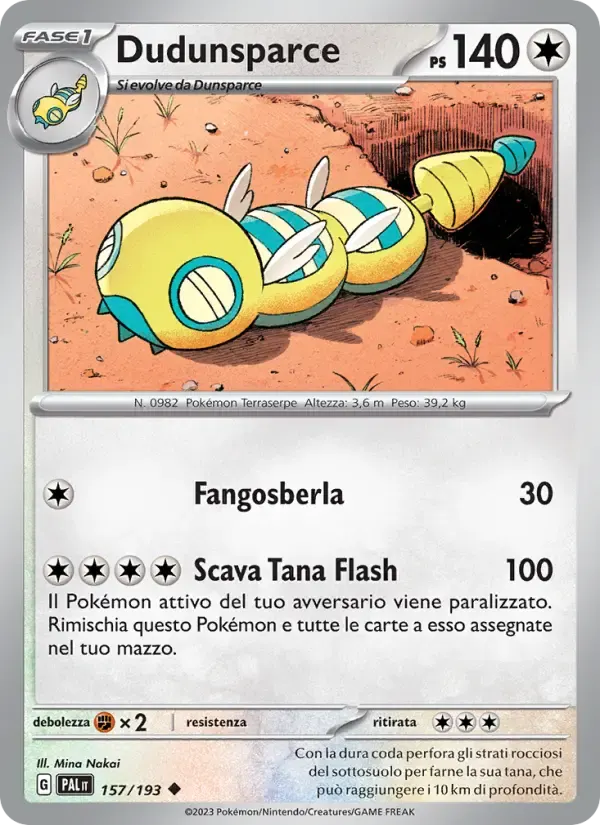 Dudunsparce — Evoluzioni a Paldea 157 Italian Pokémon card