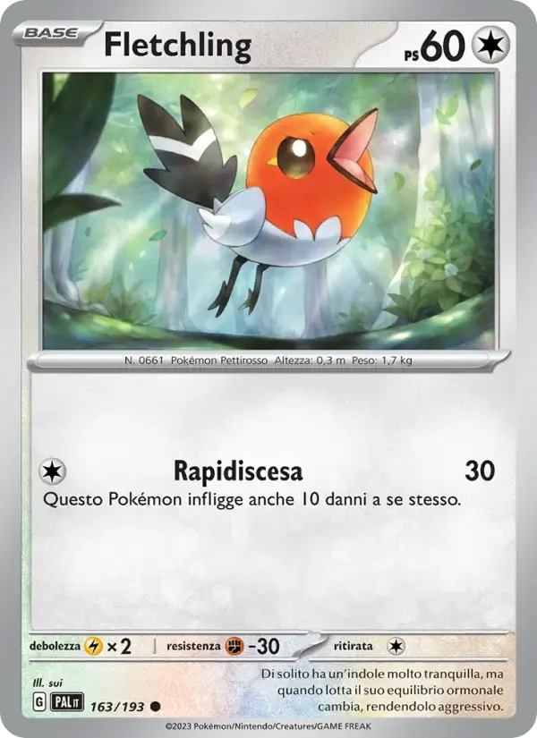 Fletchling — Evoluzioni a Paldea 163 Italian Pokémon card