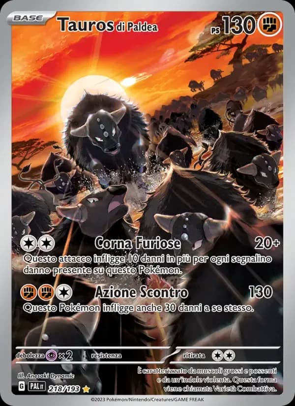 Tauros di Paldea — Evoluzioni a Paldea 218 Italian Pokémon card