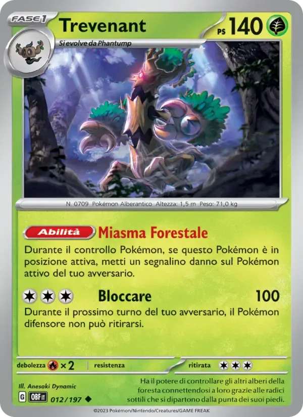 Trevenant — Ossidiana Infuocata 12 Italian Pokémon card