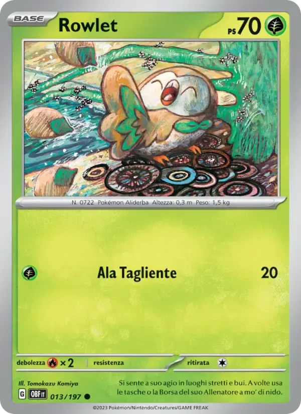Rowlet — Ossidiana Infuocata 13 Italian Pokémon card