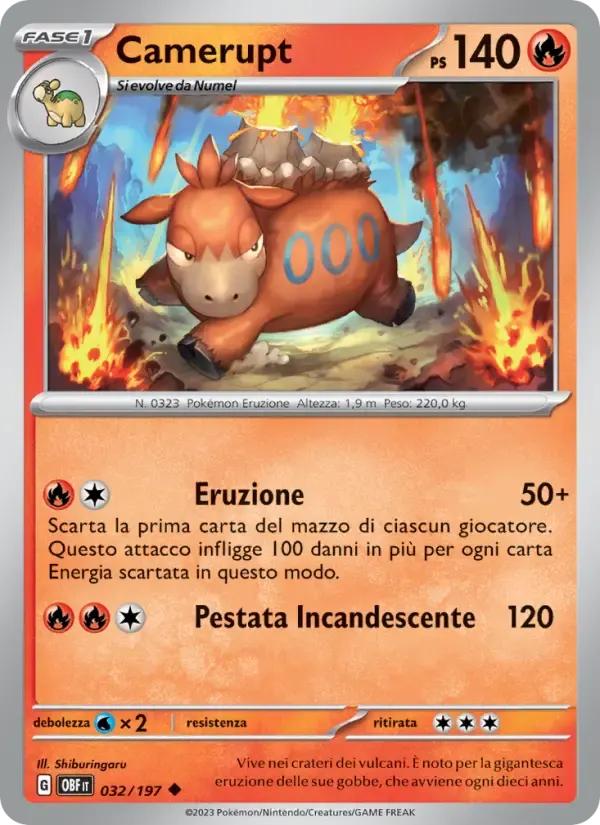 Camerupt — Ossidiana Infuocata 32 Italian Pokémon card