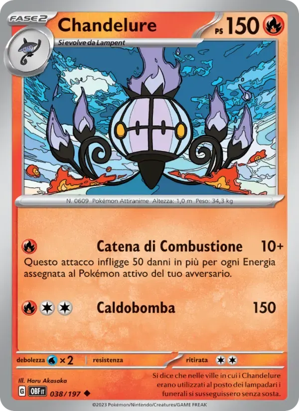 Chandelure — Ossidiana Infuocata 38 Italian Pokémon card