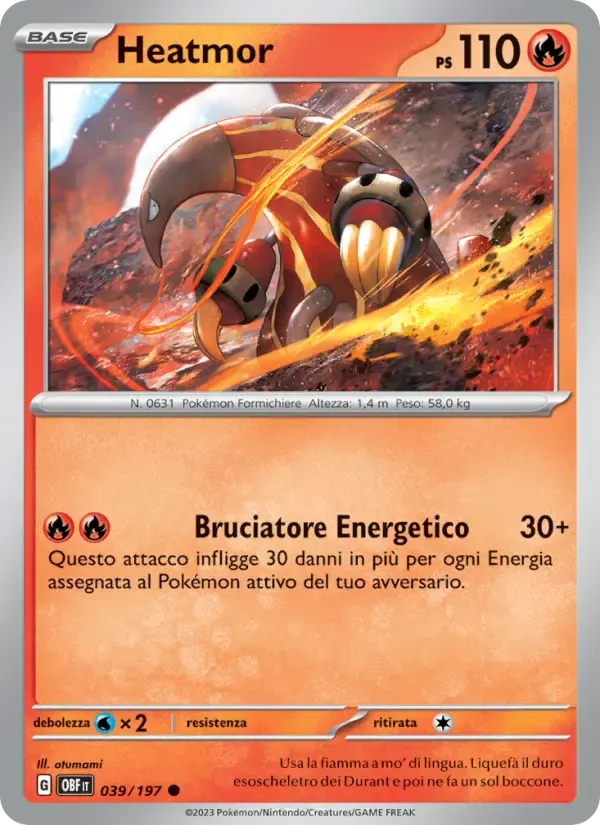 Heatmor — Ossidiana Infuocata 39 Italian Pokémon card