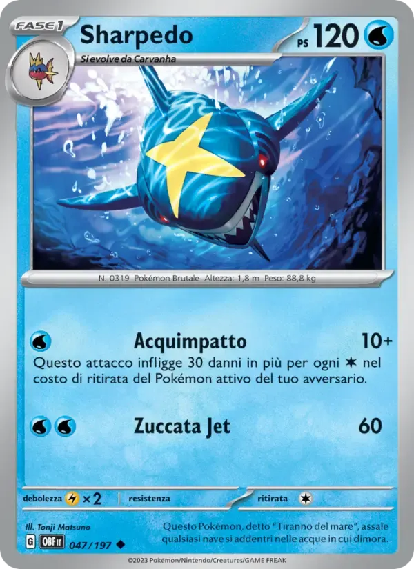 Sharpedo — Ossidiana Infuocata 47 Italian Pokémon card