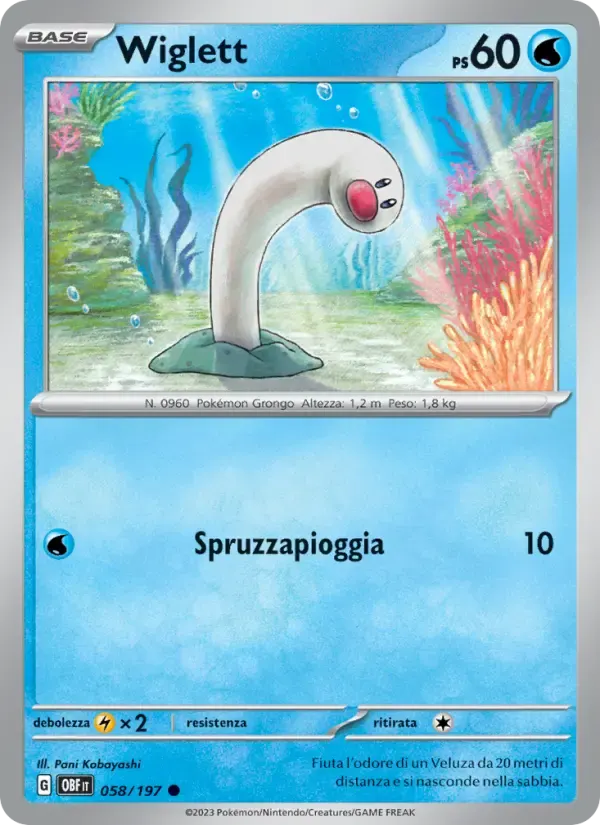 Wiglett — Ossidiana Infuocata 58 Italian Pokémon card