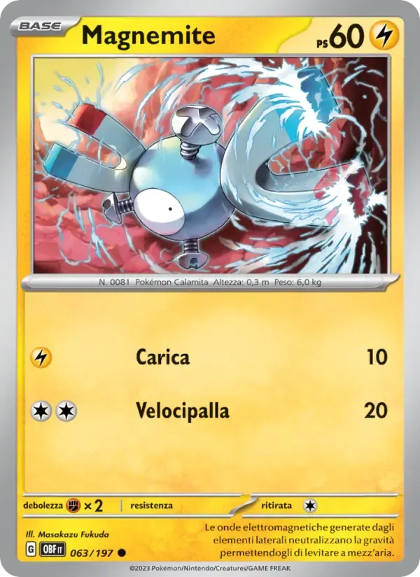 Magnemite — Ossidiana Infuocata 63 Italian Pokémon card