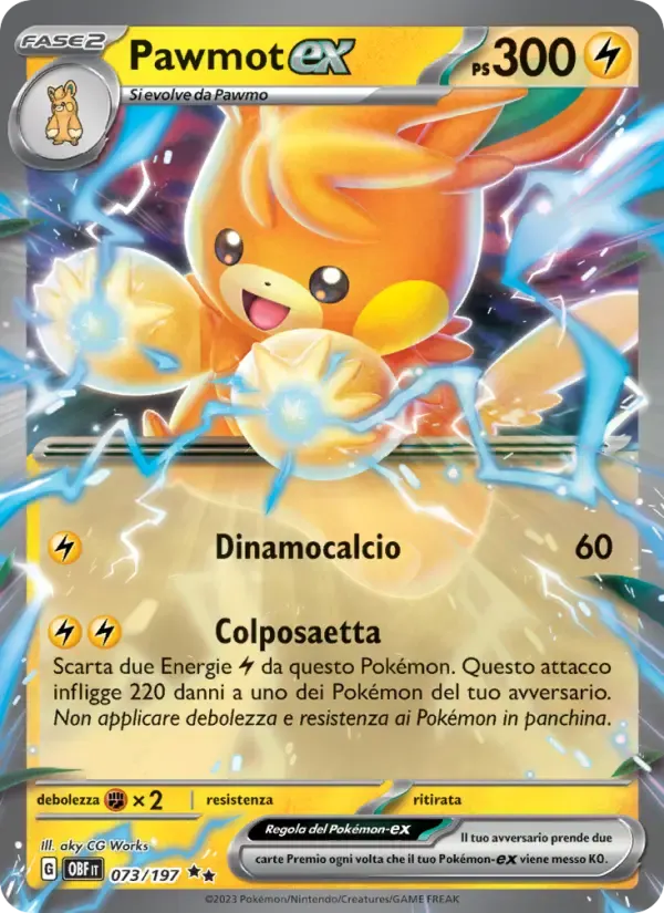 Pawmot-ex — Ossidiana Infuocata 73 Italian Pokémon card