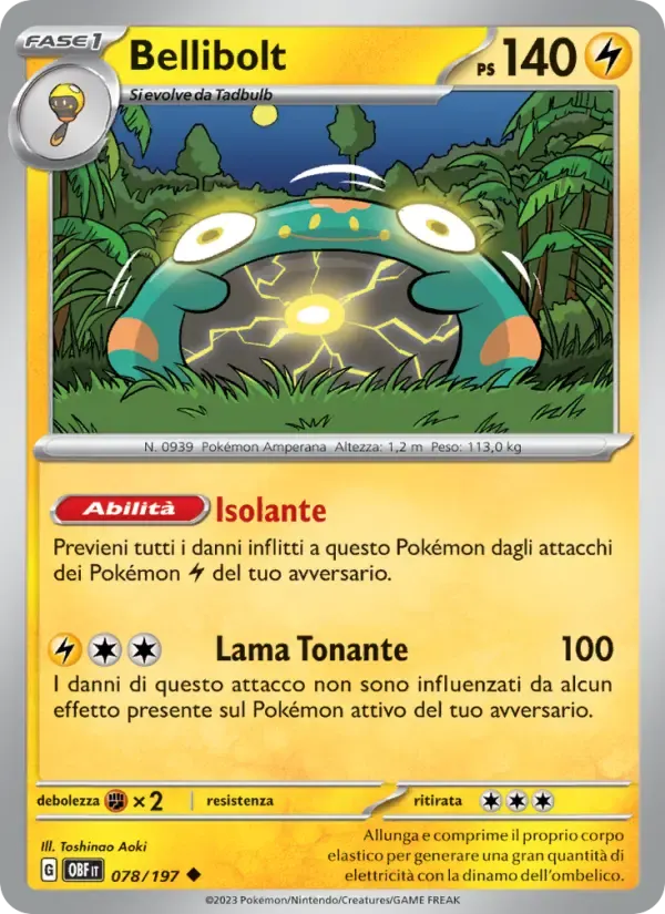 Bellibolt — Ossidiana Infuocata 78 Italian Pokémon card