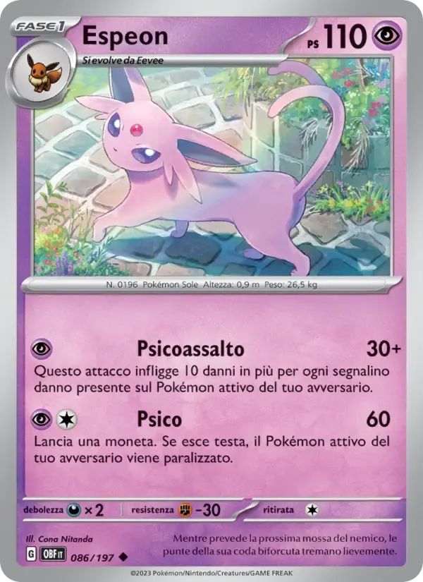 Espeon — Ossidiana Infuocata 86 Italian Pokémon card
