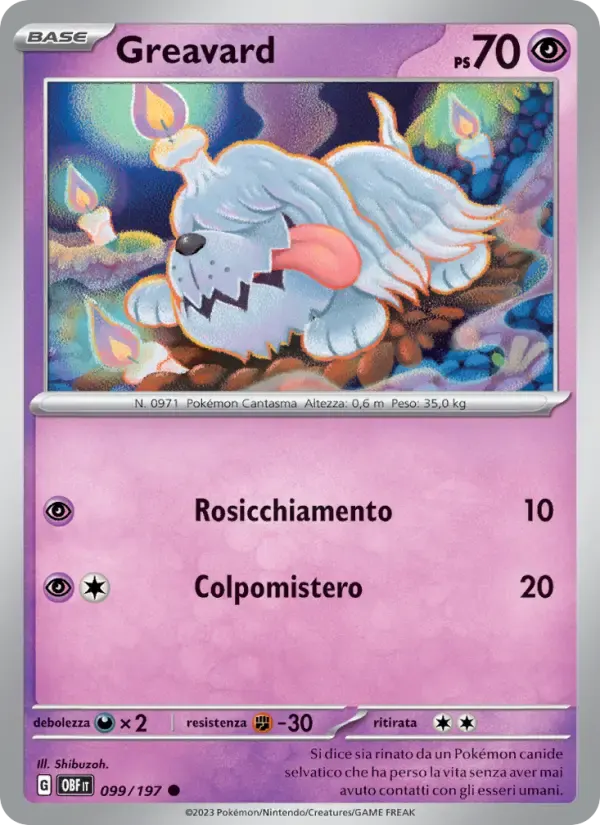 Greavard — Ossidiana Infuocata 99 Italian Pokémon card