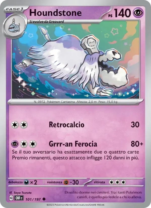 Houndstone — Ossidiana Infuocata 101 Italian Pokémon card