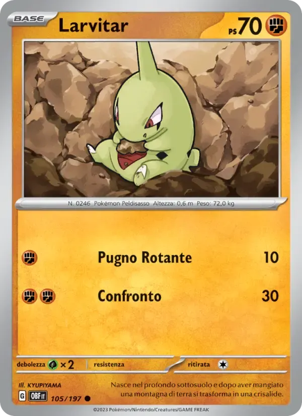 Larvitar — Ossidiana Infuocata 105 Italian Pokémon card