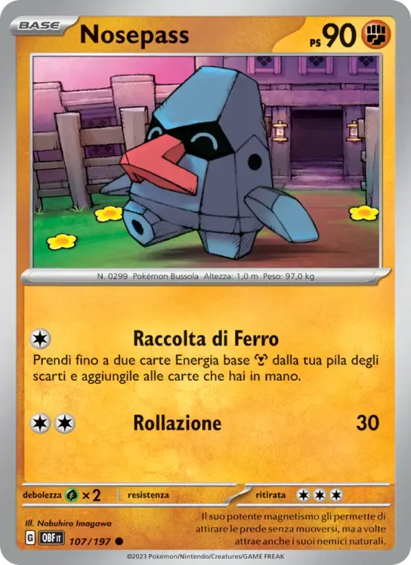 Nosepass — Ossidiana Infuocata 107 Italian Pokémon card