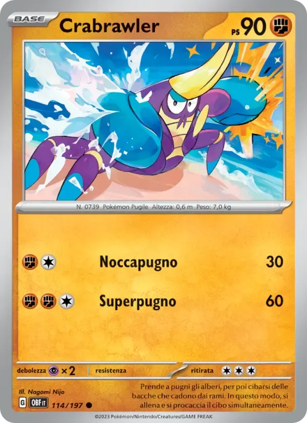 Crabrawler — Ossidiana Infuocata 114 Italian Pokémon card