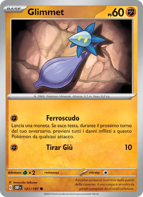 Glimmet — Ossidiana Infuocata 121 Italian Pokémon card