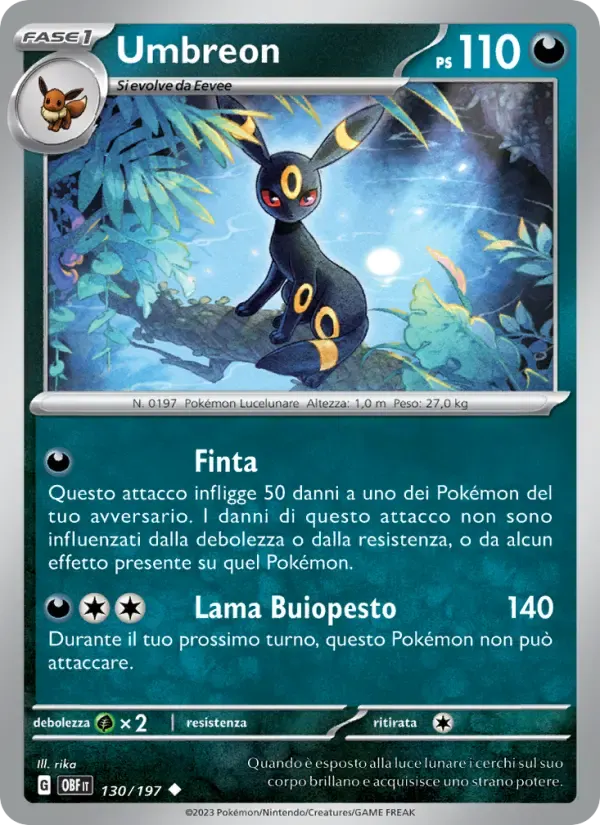 Umbreon — Ossidiana Infuocata 130 Italian Pokémon card